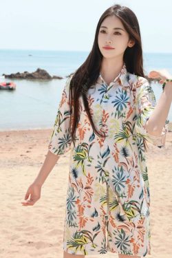 2025 Floral Short Sleeve Shirt for Girls - Unique Cartoon Hawaiian Vacation Top - Trendy Beachwear