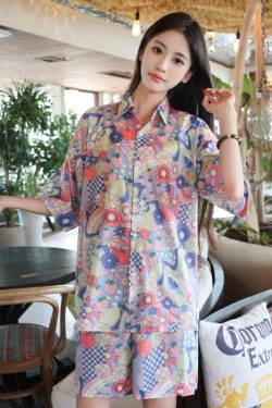 2025 Floral Short Sleeve Shirt for Girls - Unique Cartoon Hawaiian Vacation Top - Trendy Beachwear