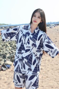 2025 Floral Short Sleeve Shirt for Girls - Unique Cartoon Hawaiian Vacation Top - Trendy Beachwear