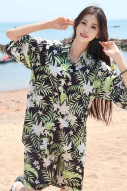 2025 Floral Short Sleeve Shirt for Girls - Unique Cartoon Hawaiian Vacation Top - Trendy Beachwear