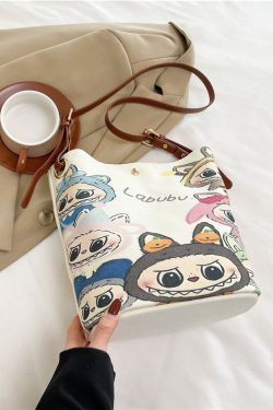 2025 Large Capacity Canvas Bucket Bag for Women - Cute Shoulder Crossbody Commuting Bag for Spring and Summer