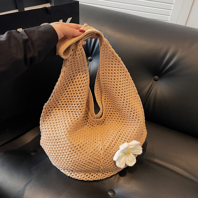 2025 New Style Women's Cotton Yarn Woven Knitted Hollow Shoulder Tote Bag - Lazy Beach Vacation Bag 2025 New Style Women's Cotton Yarn Woven Knitted Hollow Shoulder Tote Bag - Lazy Beach Vacation Bag