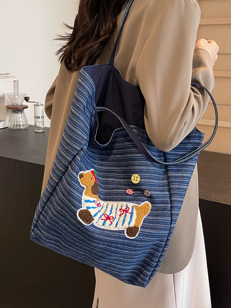 2025 Spring Summer Striped Canvas Shoulder Tote Bag - Cute Large Capacity Casual Commuting Bag for Women 2025 Spring Summer Striped Canvas Shoulder Tote Bag - Cute Large Capacity Casual Commuting Bag for Women