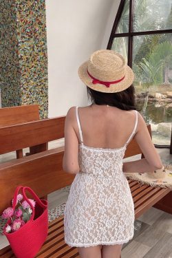 2025 Spring/Summer Sexy V-Neck Bodycon Lace Slip Dress - Waist-Defining, Chenopod Style for Effortless Y2K Chic