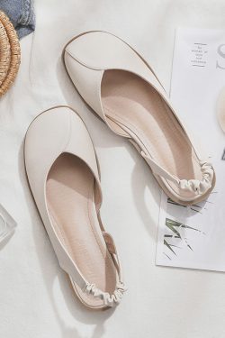 2025 Spring/Summer Sheepskin Evening Shoes for Women - Fairy Style Flat Lazy Half Slippers for Outdoor Wear