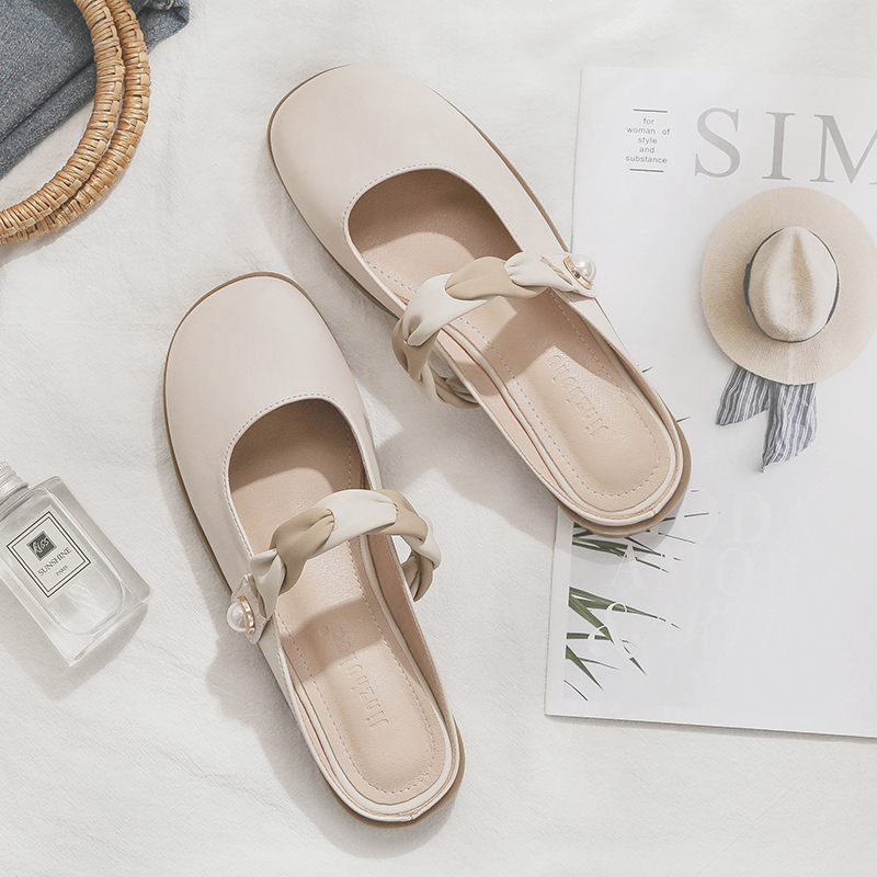 2025 Spring/Summer Sheepskin Evening Shoes for Women - Fairy Style Flat Lazy Half Slippers for Outdoor Wear 2025 Spring/Summer Sheepskin Evening Shoes for Women - Fairy Style Flat Lazy Half Slippers for Outdoor Wear