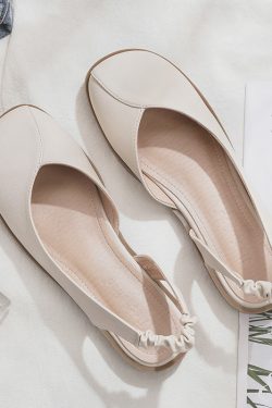 2025 Spring/Summer Sheepskin Evening Shoes for Women - Fairy Style Flat Lazy Half Slippers for Outdoor Wear