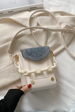 2025 Spring/Summer Women's Color-Blocking Crossbody Bag - Versatile Small Square Handbag for High-End Fashion