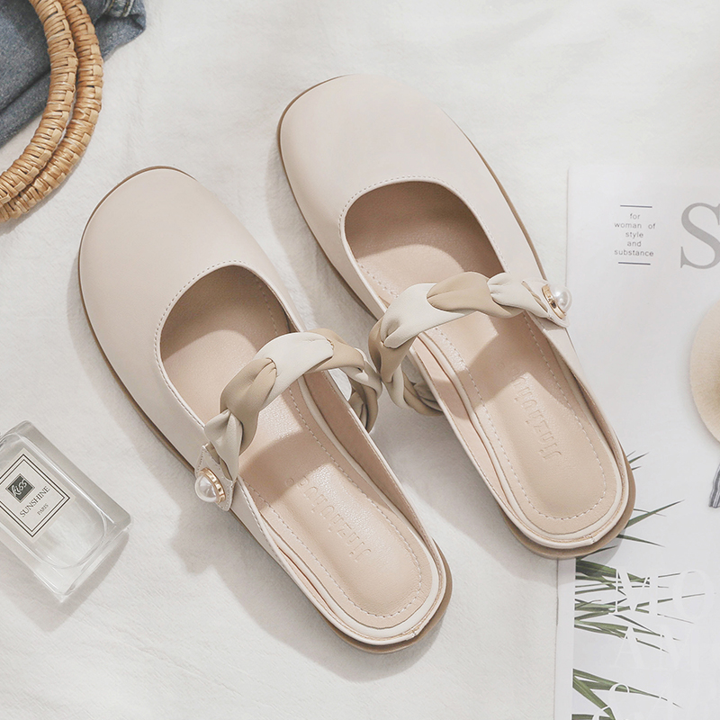 2025 Spring/Summer Women's Sheepskin Open-Toe Half Slippers - Lazy French Style Loafers for Effortless Chic 2025 Spring/Summer Women's Sheepskin Open-Toe Half Slippers - Lazy French Style Loafers for Effortless Chic