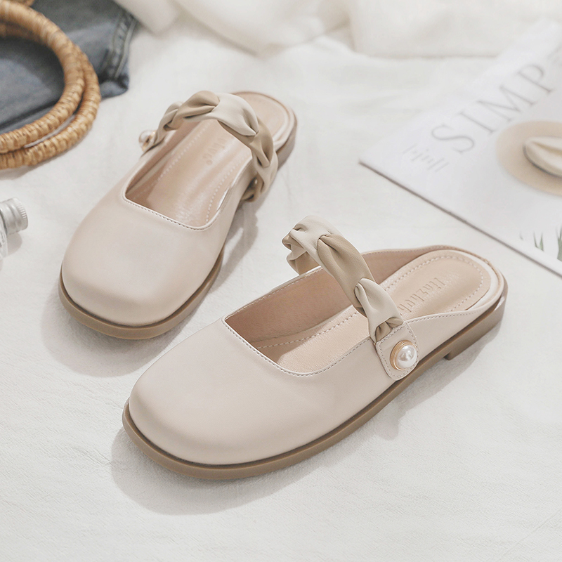 2025 Spring/Summer Women's Sheepskin Open-Toe Half Slippers - Lazy French Style Loafers for Effortless Chic 2025 Spring/Summer Women's Sheepskin Open-Toe Half Slippers - Lazy French Style Loafers for Effortless Chic