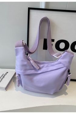 2025 Summer Candy Color Nylon Shoulder Dumpling Bag for Women, Large Capacity Versatile Crossbody Chest Bag