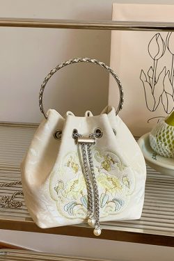 2025 Summer Chinese Style Embroidered Bucket Bag for Women - Versatile Handheld Crossbody Bag in National Fashion