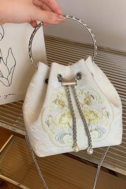 2025 Summer Chinese Style Embroidered Bucket Bag for Women - Versatile Handheld Crossbody Bag in National Fashion
