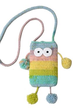 2025 Summer Cute Gradient Knitted Crossbody Phone Bag for Women - Quirky Small Bag, Perfect for Y2K and Festival Style