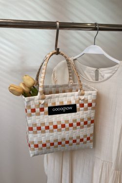 2025 Summer Fashion Woven Handheld Bag for Women - Stylish Bamboo Vegetable Basket for Beach Vacation