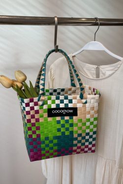 2025 Summer Fashion Woven Handheld Bag for Women - Stylish Bamboo Vegetable Basket for Beach Vacation