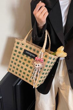 2025 Summer Fashion Woven Handheld Bag for Women - Stylish Bamboo Vegetable Basket for Beach Vacation