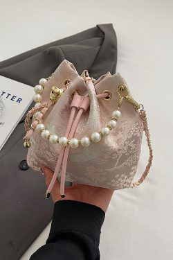 2025 Summer Handheld Pearl Bucket Bag for Women, Chinese-Style Embroidered Crossbody Bag, Niche Minimalist High-End Fashion