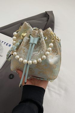 2025 Summer Handheld Pearl Bucket Bag for Women, Chinese-Style Embroidered Crossbody Bag, Niche Minimalist High-End Fashion