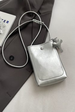 2025 Summer High-End Compact Lightweight Mini Crossbody Bag for Women - Stylish Silver Phone Bag for Walking