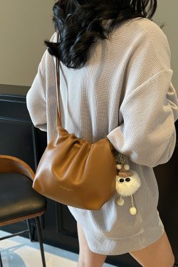 2025 Summer High-End Pleated Bucket Bag for Women - Stylish Shoulder Crossbody Phone Bag