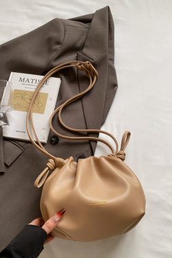 2025 Summer High-End Pleated Bucket Bag for Women - Stylish Shoulder Crossbody Phone Bag