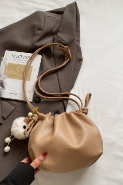 2025 Summer High-End Pleated Bucket Bag for Women - Stylish Shoulder Crossbody Phone Bag