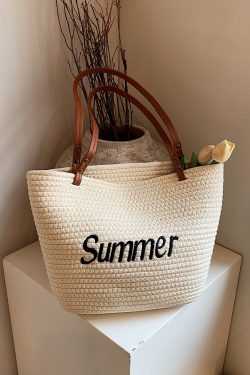 2025 Summer Large Capacity Woven Shoulder Bag for Women - Casual Trendy Beach Bag, Versatile Vacation Tote