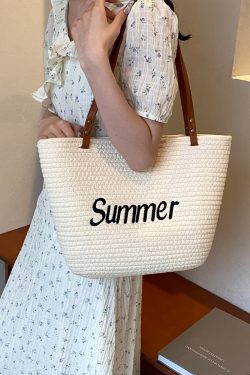 2025 Summer Large Capacity Woven Shoulder Bag for Women - Casual Trendy Beach Bag, Versatile Vacation Tote