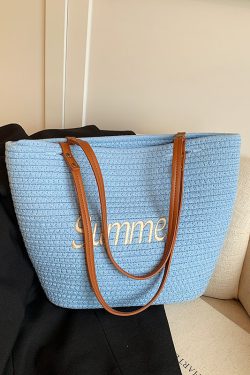 2025 Summer Large Capacity Woven Shoulder Bag for Women - Casual Trendy Beach Bag, Versatile Vacation Tote