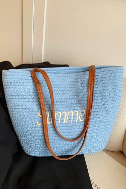 2025 Summer Large Capacity Woven Shoulder Bag for Women - Casual Trendy Beach Bag, Versatile Vacation Tote