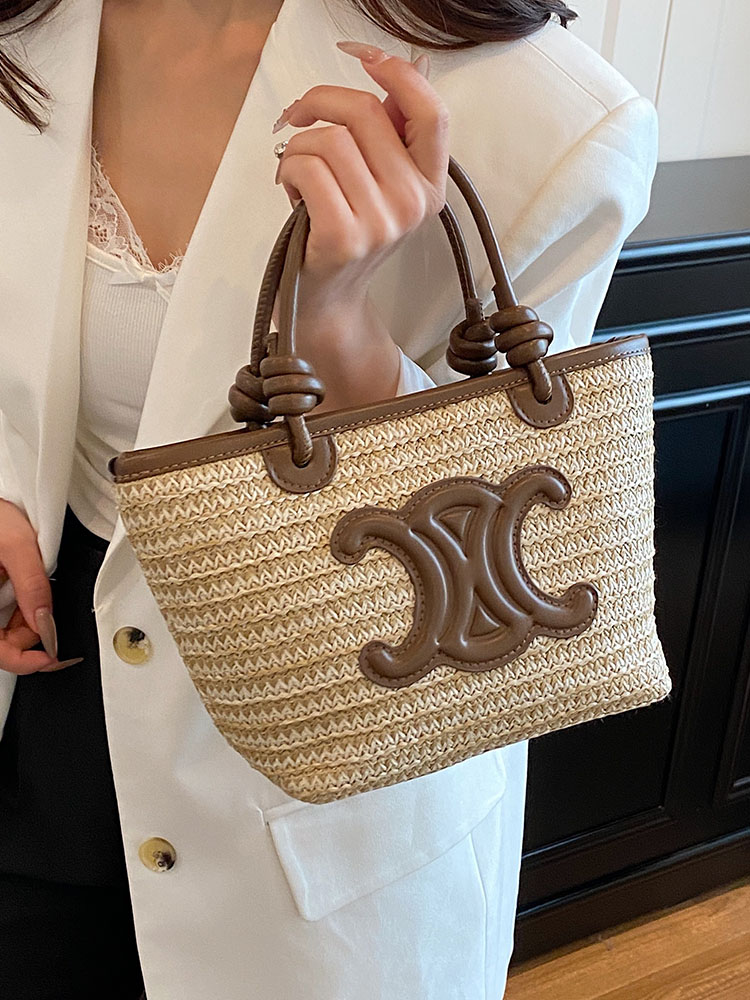 2025 Summer Minimalist Straw Bucket Tote Bag for Women - Casual Crossbody Beach Vacation Essential 2025 Summer Minimalist Straw Bucket Tote Bag for Women - Casual Crossbody Beach Vacation Essential