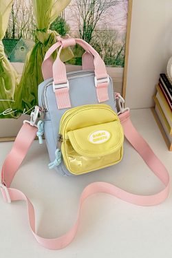 2025 Summer Nylon Tote Bag for Women - Lightweight Color-Blocking Crossbody Phone Bag in Trendy Dopamine Colors