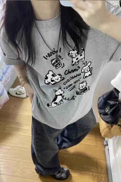 2025 Summer Plus Size Pure Cotton Loose Short Sleeve T-Shirt for Women - Casual American Style Top