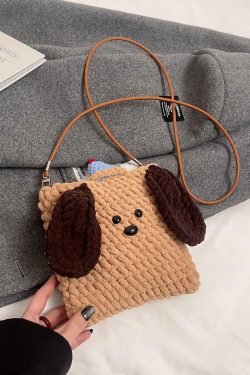 2025 Summer Quirky Cute Knitted Dog Mini Crossbody Phone Bag for Women - Trendy Fashion Accessory