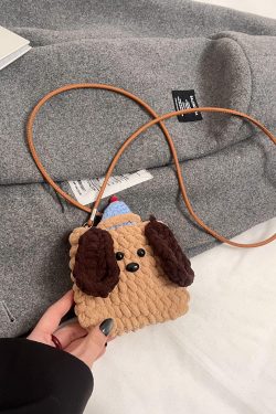 2025 Summer Quirky Cute Knitted Dog Mini Crossbody Phone Bag for Women - Trendy Fashion Accessory