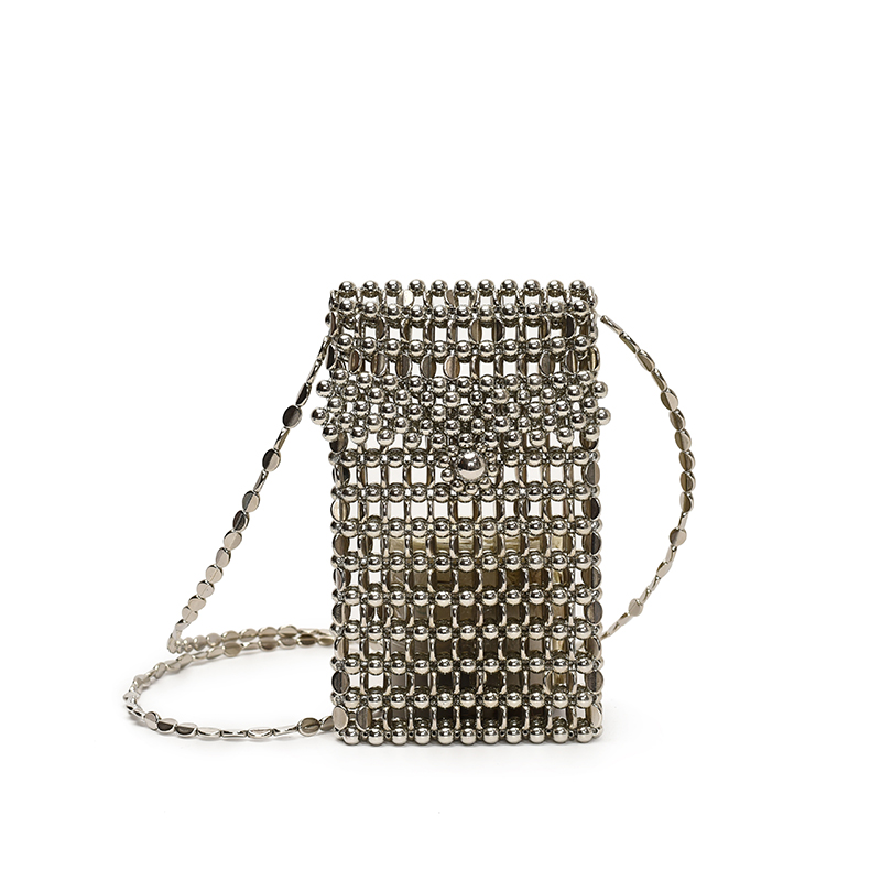 2025 Summer Silver Bead Mini Crossbody Bag for Women - High-End Phone Bag with Chic Niche Design 2025 Summer Silver Bead Mini Crossbody Bag for Women - High-End Phone Bag with Chic Niche Design