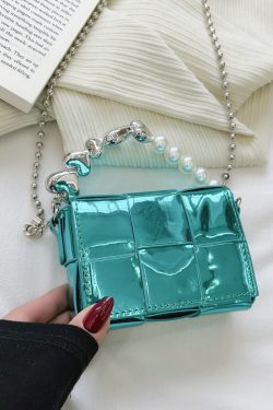 2025 Summer Silver Diagonal Mini Crossbody Bag for Women - Trendy Chain Handbag for Lipstick and Essentials
