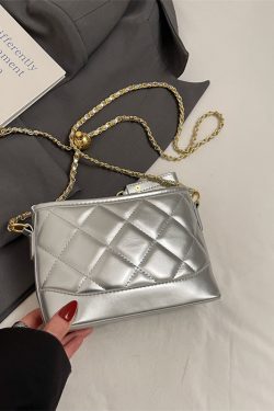 2025 Summer Women's Diamond-Patterned Bucket Bag, Chic Small Chain Crossbody, Fashionable and Versatile Style