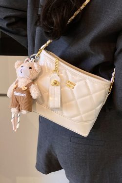 2025 Summer Women's Diamond-Patterned Bucket Bag, Chic Small Chain Crossbody, Fashionable and Versatile Style