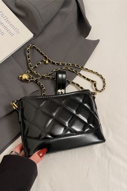 2025 Summer Women's Diamond-Patterned Bucket Bag, Chic Small Chain Crossbody, Fashionable and Versatile Style