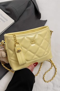2025 Summer Women's Diamond-Patterned Bucket Bag, Chic Small Chain Crossbody, Fashionable and Versatile Style