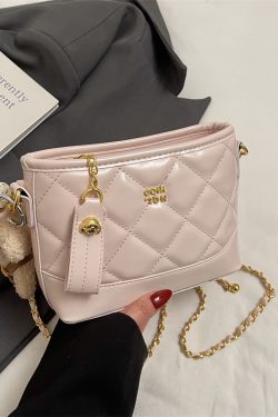 2025 Summer Women's Diamond-Patterned Bucket Bag, Chic Small Chain Crossbody, Fashionable and Versatile Style