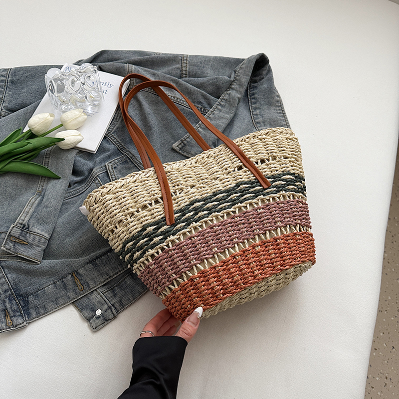 2025 Summer Women's Versatile Woven Straw Bucket Bag - Fashionable Crossbody for Beach Vacation & Everyday Use 2025 Summer Women's Versatile Woven Straw Bucket Bag - Fashionable Crossbody for Beach Vacation & Everyday Use