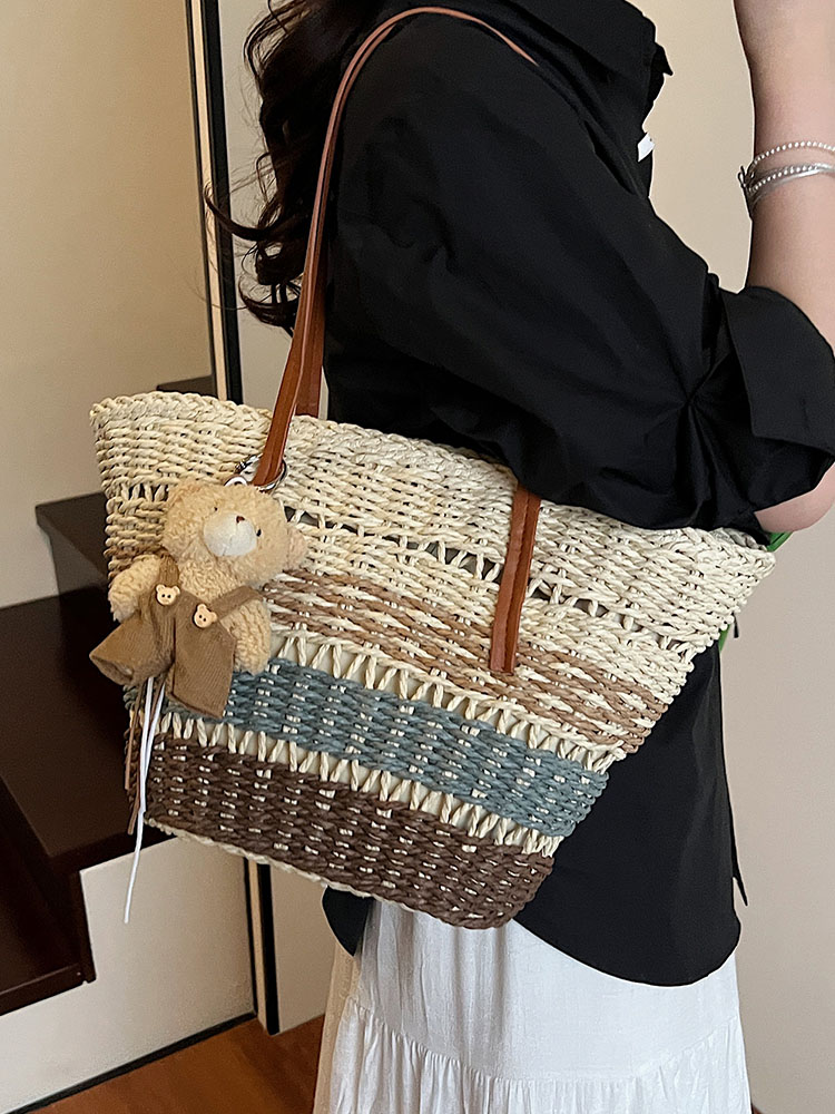 2025 Summer Women's Versatile Woven Straw Bucket Bag - Fashionable Crossbody for Beach Vacation & Everyday Use 2025 Summer Women's Versatile Woven Straw Bucket Bag - Fashionable Crossbody for Beach Vacation & Everyday Use