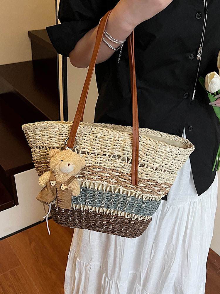 2025 Summer Women's Versatile Woven Straw Bucket Bag - Fashionable Crossbody for Beach Vacation & Everyday Use 2025 Summer Women's Versatile Woven Straw Bucket Bag - Fashionable Crossbody for Beach Vacation & Everyday Use