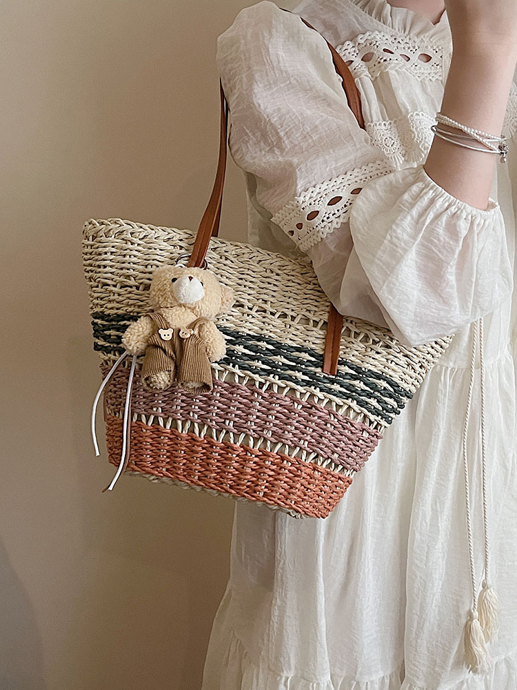 2025 Summer Women's Versatile Woven Straw Bucket Bag - Fashionable Crossbody for Beach Vacation & Everyday Use 2025 Summer Women's Versatile Woven Straw Bucket Bag - Fashionable Crossbody for Beach Vacation & Everyday Use