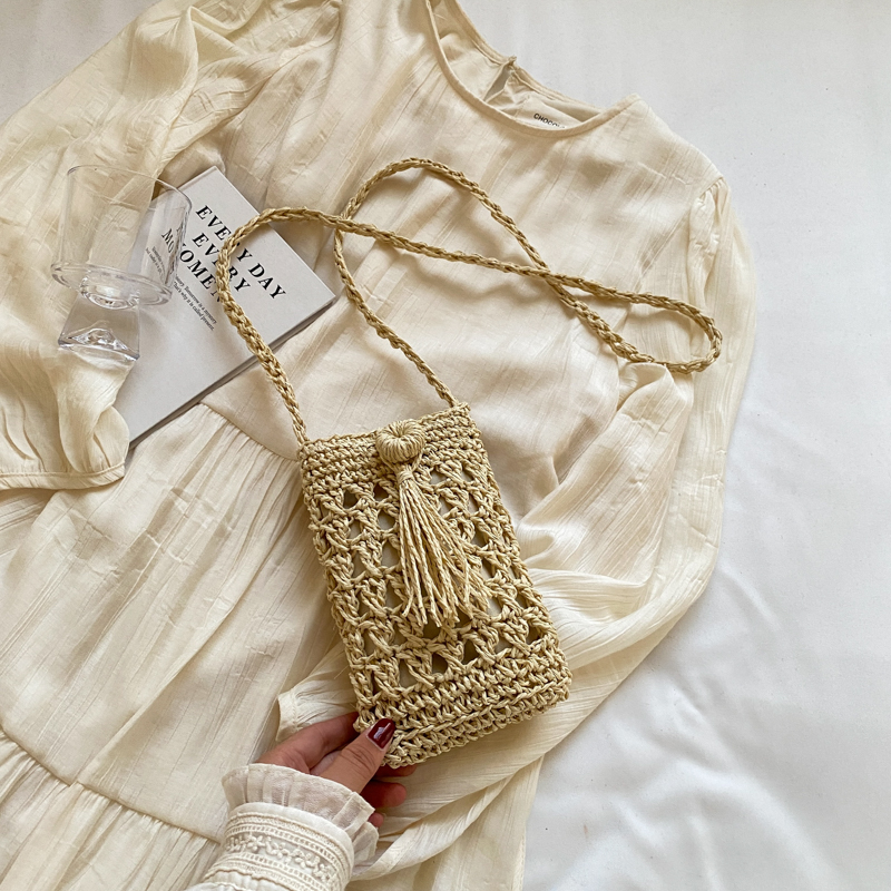 2025 Summer Woven Crossbody Bag for Women - Mini Straw Phone Bag, Versatile High-End Niche Style 2025 Summer Woven Crossbody Bag for Women - Mini Straw Phone Bag, Versatile High-End Niche Style