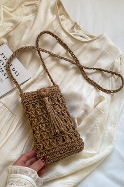 2025 Summer Woven Crossbody Bag for Women - Mini Straw Phone Bag, Versatile High-End Niche Style