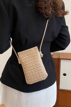 2025 Summer Woven Mini Crossbody Bag for Women - Trendy High-End Small Phone Bag for Walking and Outings